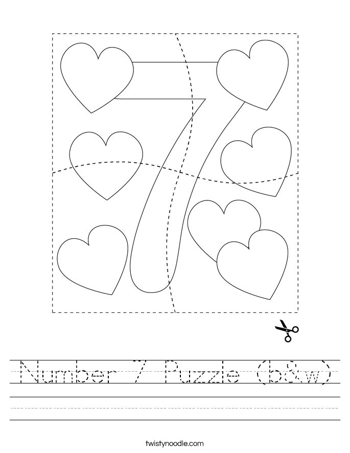 Number 7 Puzzle (b&w) Worksheet