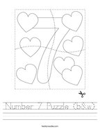 Number 7 Puzzle (b&w) Handwriting Sheet