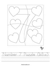 Number 7 Puzzle (b&w) Handwriting Sheet