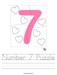 Number 7 Puzzle Worksheet - Twisty Noodle