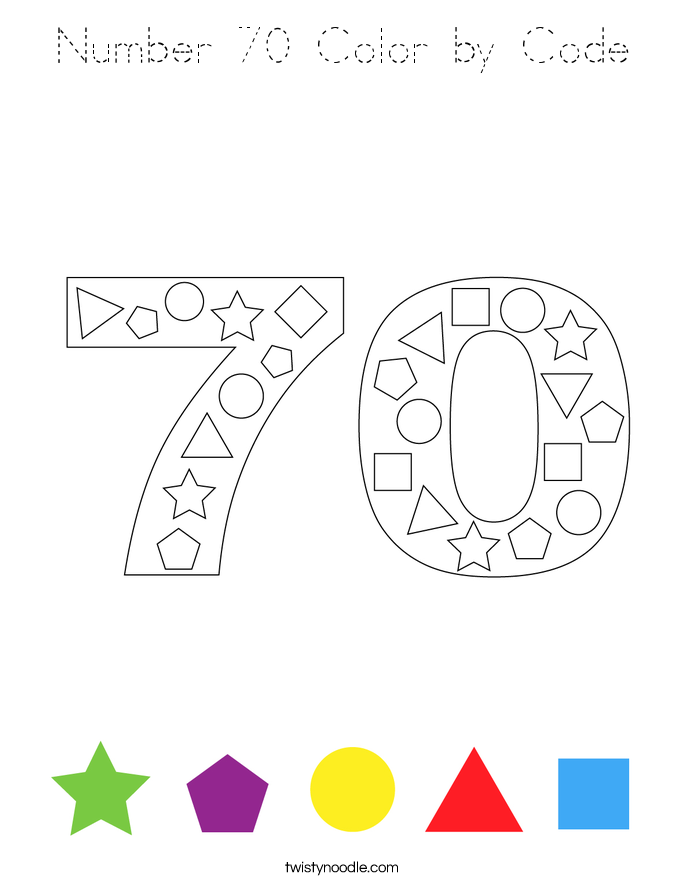 Number 70 Color by Code Coloring Page
