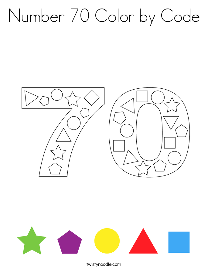 Number 70 Color by Code Coloring Page