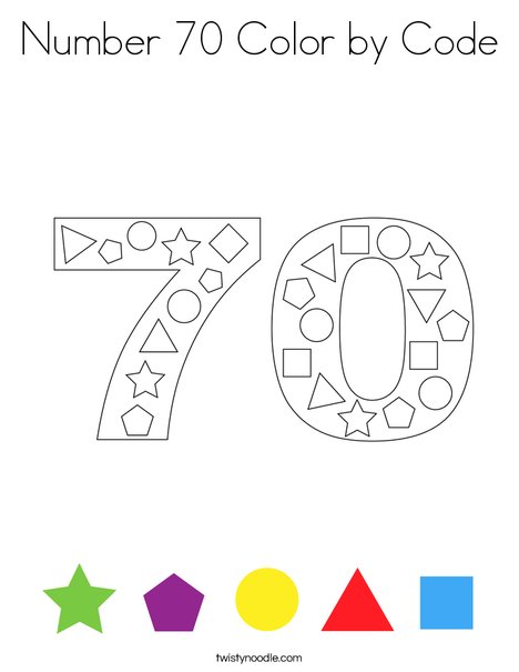 Number 70 Color by Code Coloring Page
