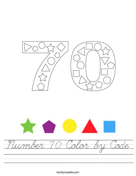 Number 70 Color by Code Worksheet