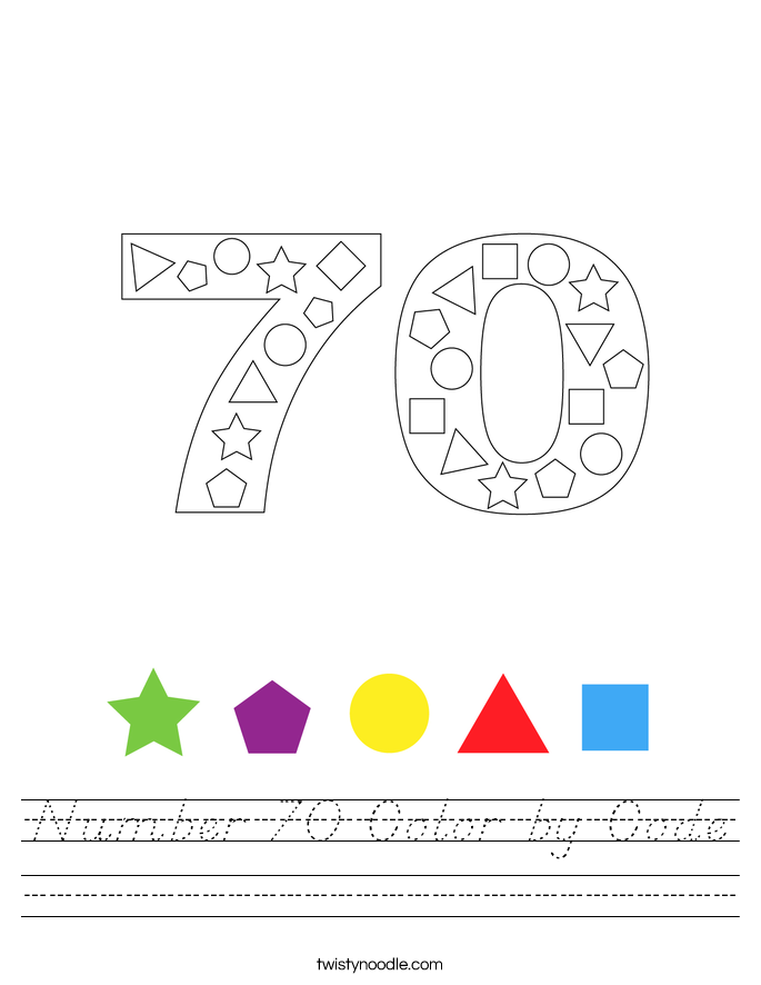 Number 70 Color by Code Worksheet