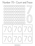 Number 70- Count and Trace Coloring Page