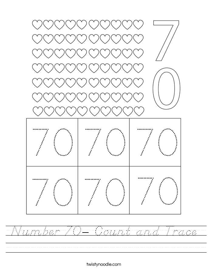 Number 70- Count and Trace Worksheet