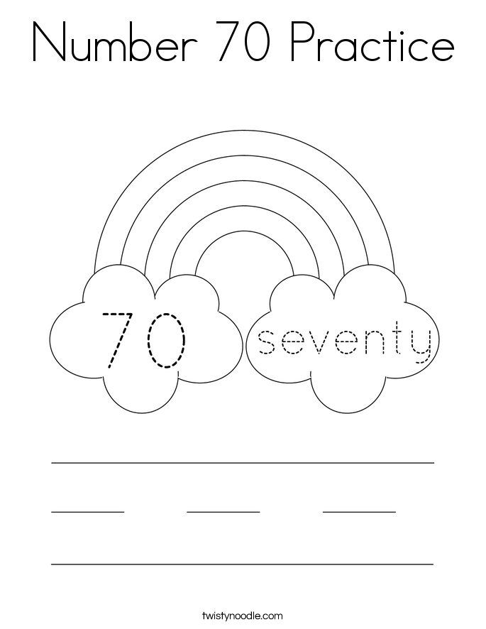 Number 70 Practice Coloring Page