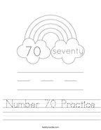 Number 70 Practice Handwriting Sheet