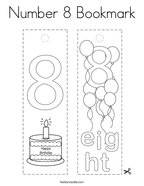 Number 8 Bookmark Coloring Page