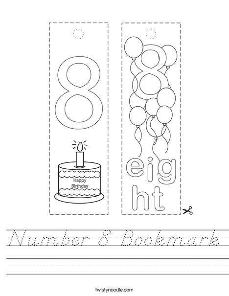 Number 8 Bookmark Worksheet