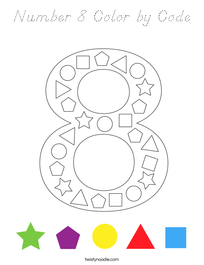 Number 8 Color by Code Coloring Page