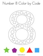 Number 8 Color by Code Coloring Page