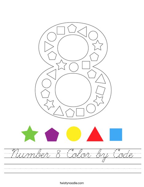 Number 8 Color by Code Worksheet