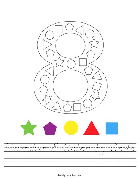 Number 8 Color by Code Worksheet