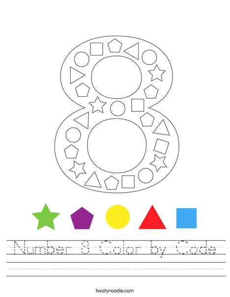 Number 8 Color by Code Worksheet