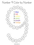 Number 9 Color by Number Coloring Page