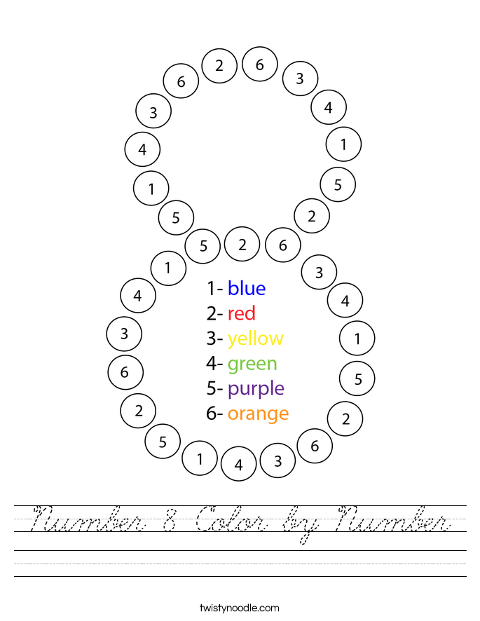 Number 8 Color by Number Worksheet