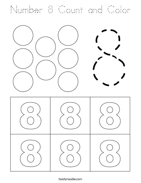 Number 8 Count and Color Coloring Page