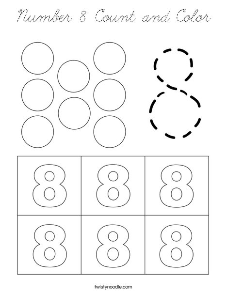 Number 8 Count and Color Coloring Page