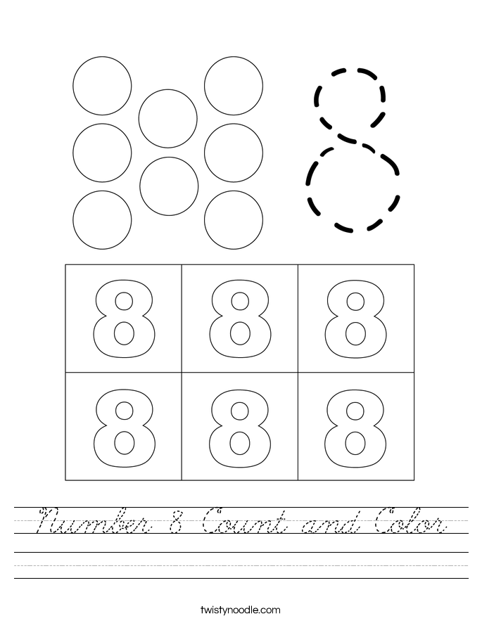 Number 8 Count and Color Worksheet