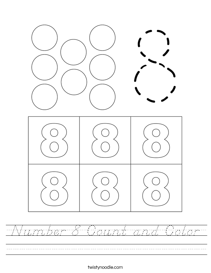 Number 8 Count and Color Worksheet
