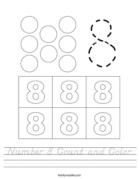 Number 8 Count and Color Worksheet