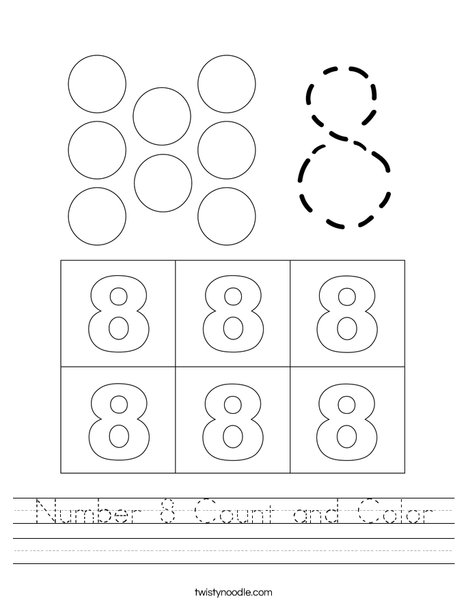 Number 8 Count and Color Worksheet