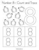 Number 8- Count and Trace Coloring Page