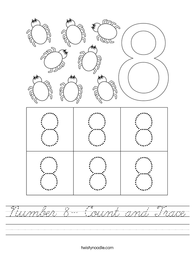 Number 8- Count and Trace Worksheet