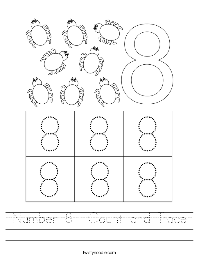 Number 8- Count and Trace Worksheet