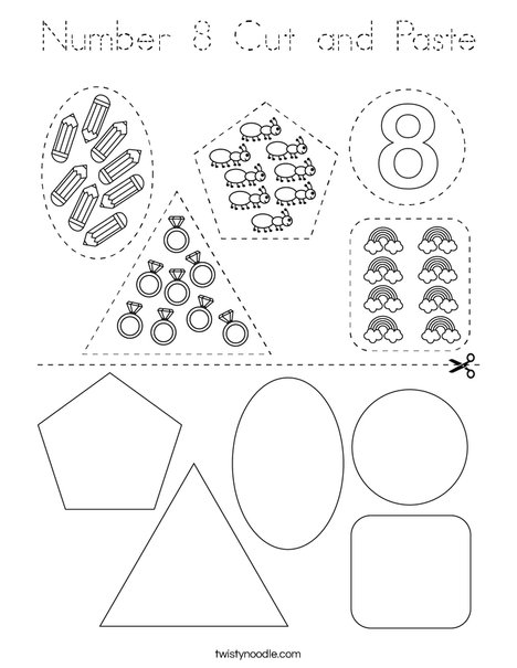 Number 8 Cut and Paste Coloring Page