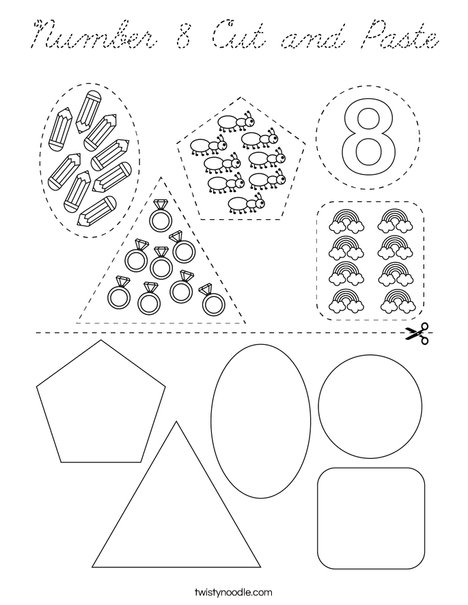 Number 8 Cut and Paste Coloring Page