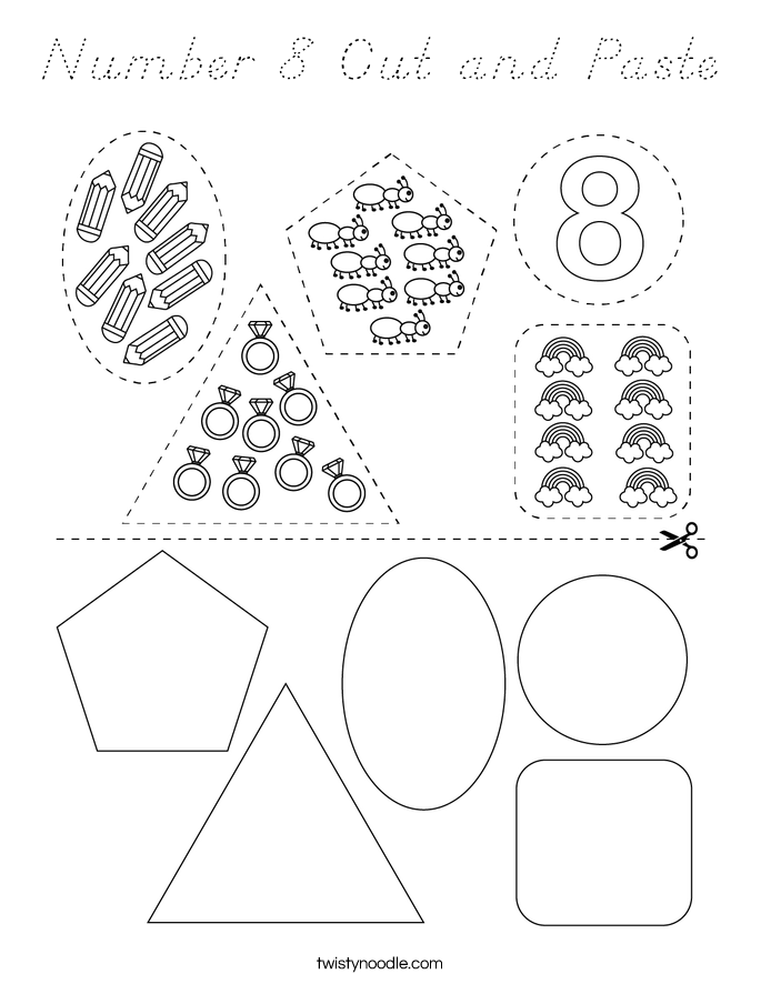 Number 8 Cut and Paste Coloring Page