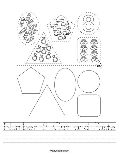 Number 8 Cut and Paste Worksheet
