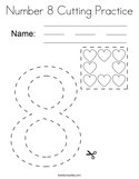 Number 8 Cutting Practice Coloring Page