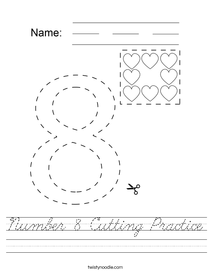 Number 8 Cutting Practice Worksheet