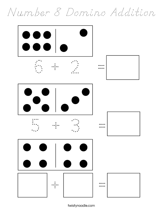Number 8 Domino Addition Coloring Page