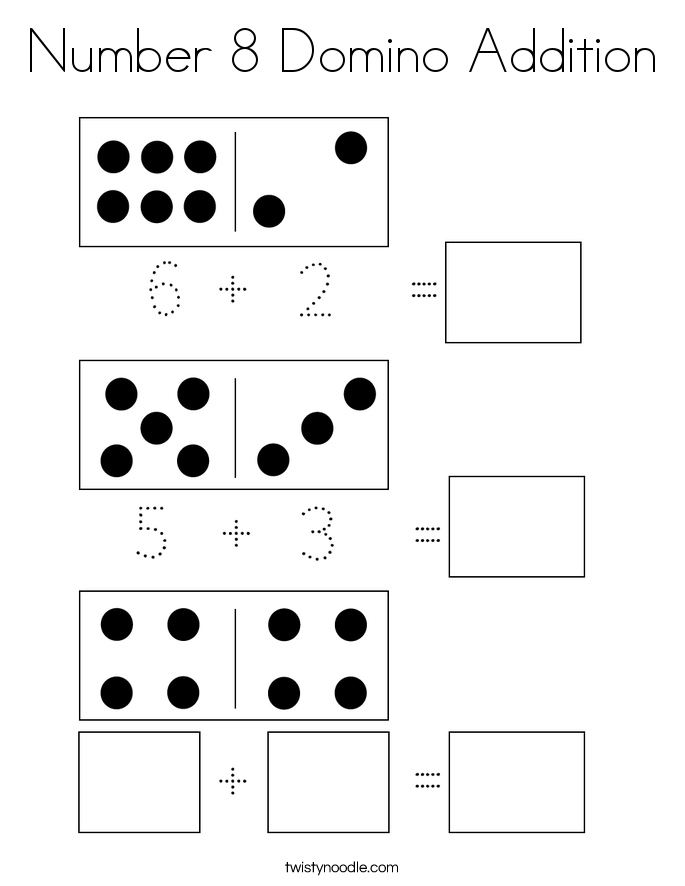 Number 8 Domino Addition Coloring Page