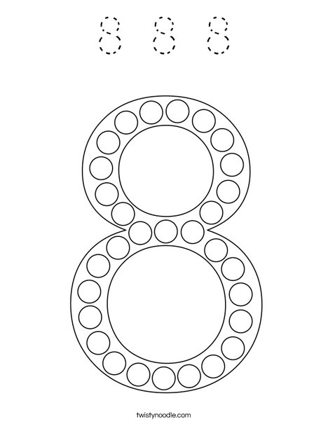 Number 8 Dot Painting Coloring Page