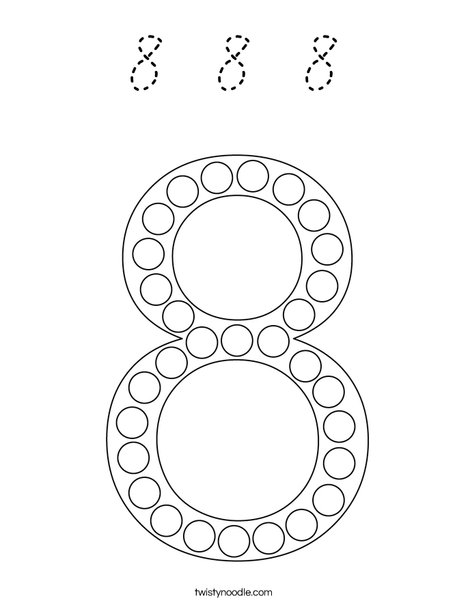 Number 8 Dot Painting Coloring Page