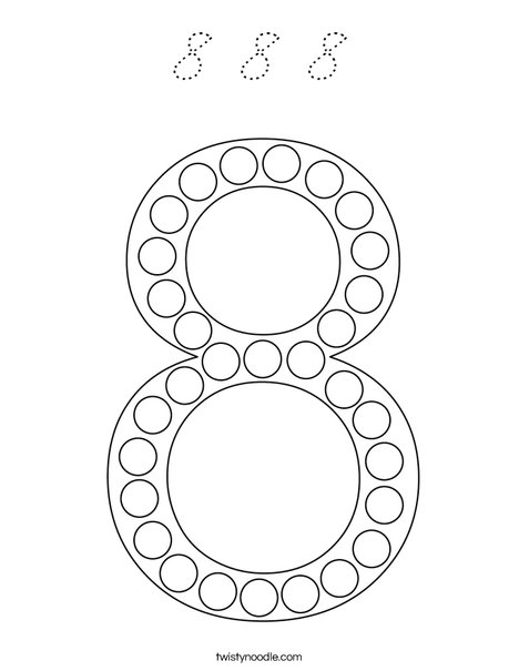 Number 8 Dot Painting Coloring Page