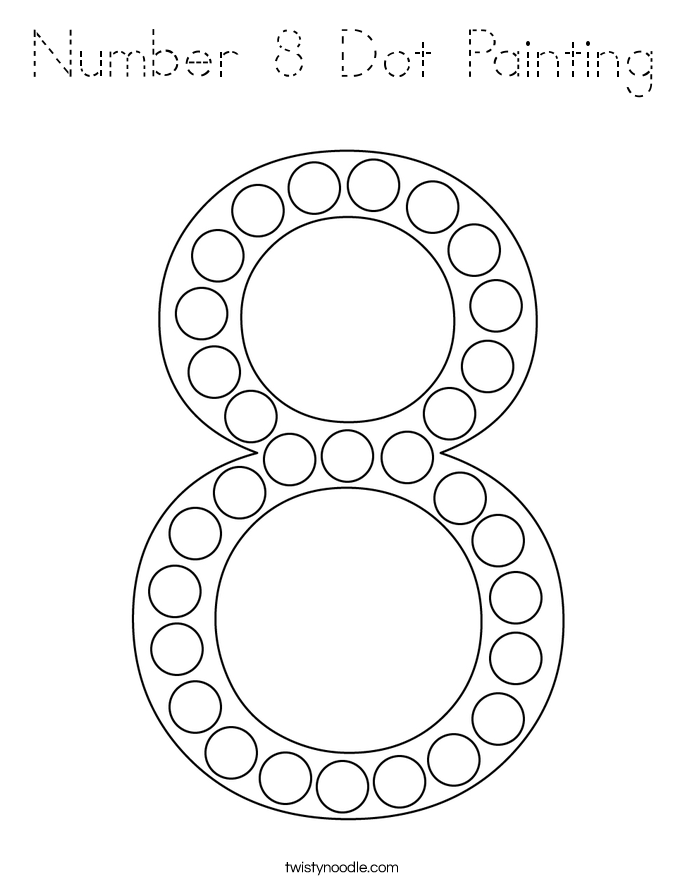 number 8 dot painting coloring page tracing twisty noodle