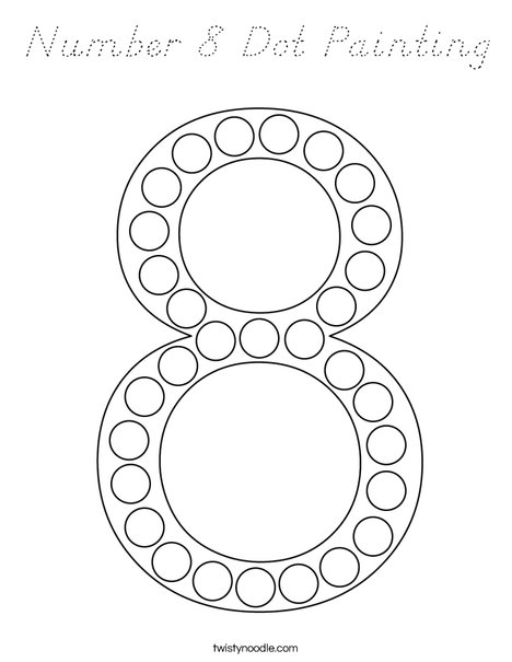Number 8 Dot Painting Coloring Page