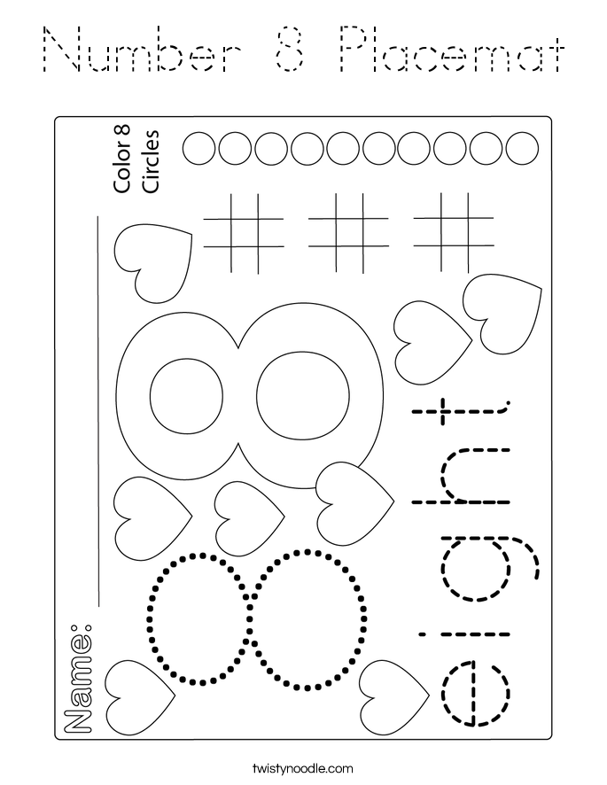 Number 8 Placemat Coloring Page