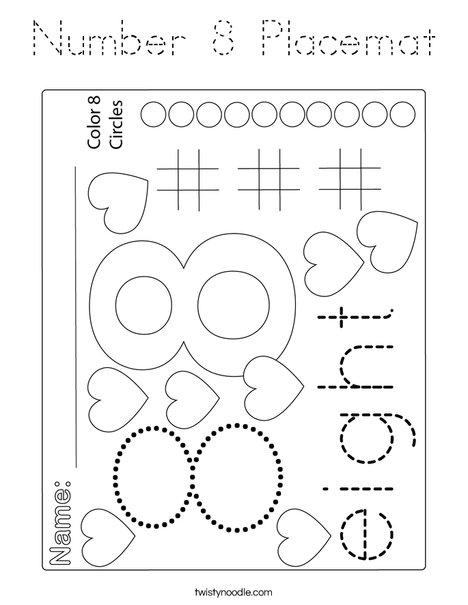 Number 8 Placemat Coloring Page