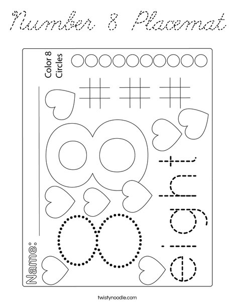 Number 8 Placemat Coloring Page