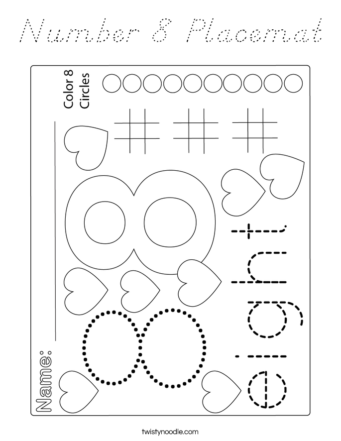 Number 8 Placemat Coloring Page