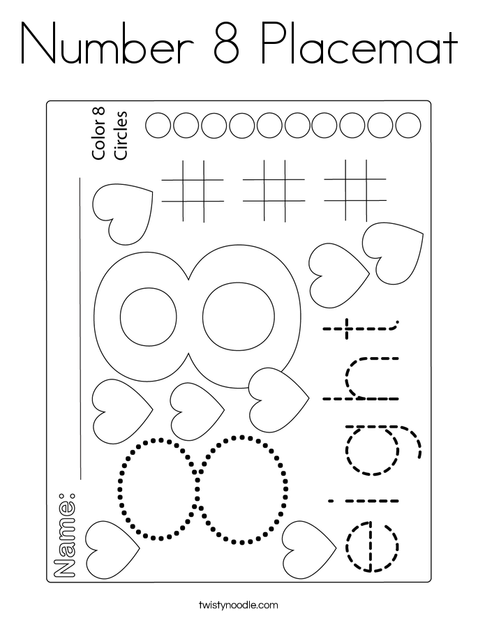 Number 8 Placemat Coloring Page