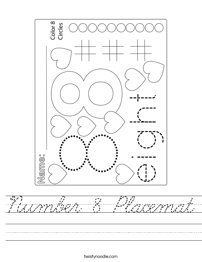 Number 8 Placemat Worksheet